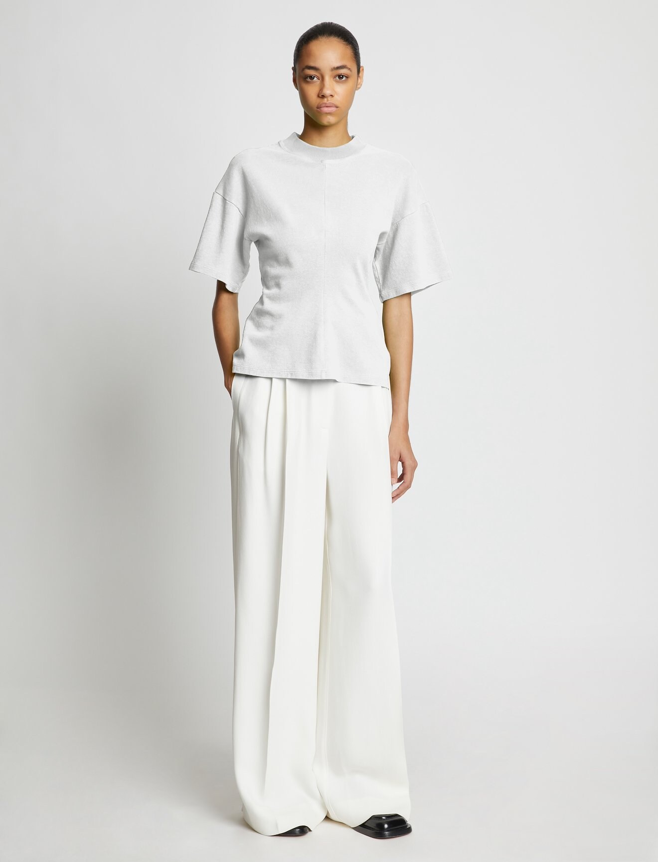 Eco Cotton Waisted T-Shirt in white | Proenza Schouler