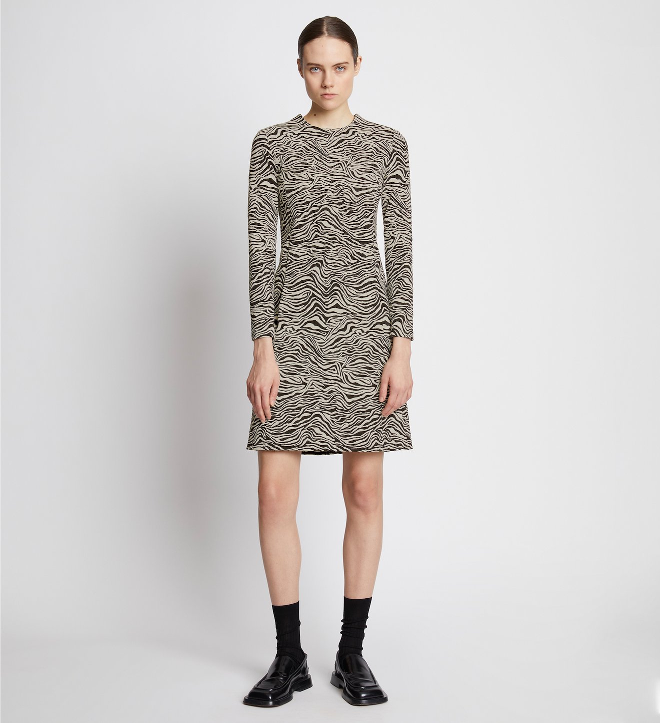 Stretch Zebra Jacquard Mini Dress
