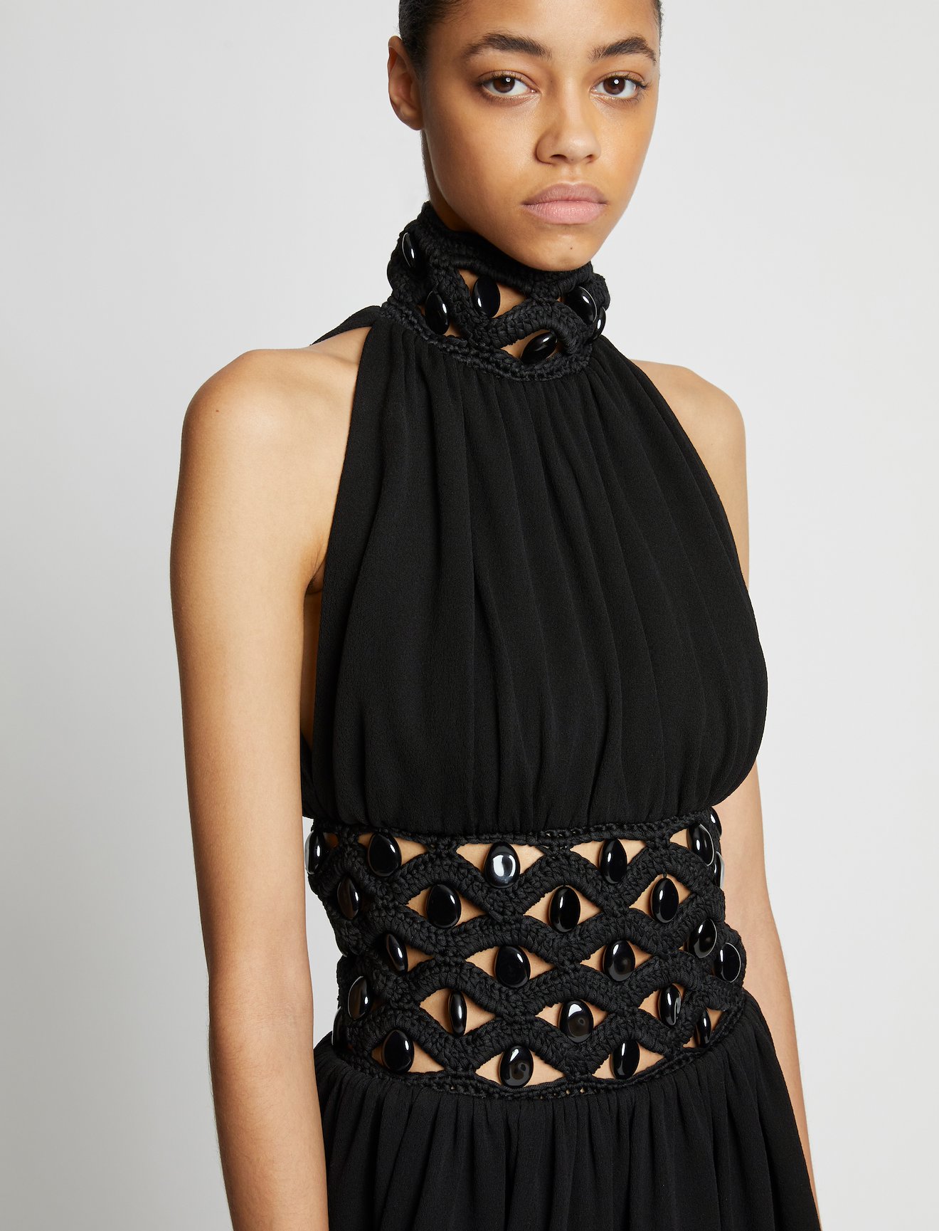 Crepe Jersey Crochet Waist Dress #3