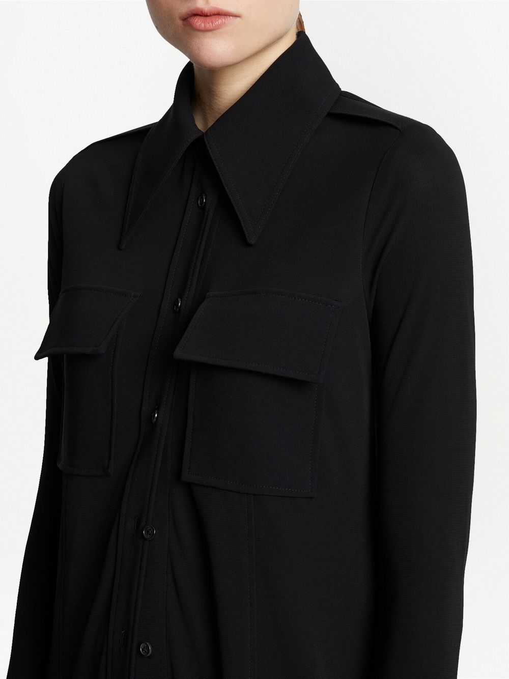 Shop Proenza Schouler Pointed-collar Button-up Shirt In Black