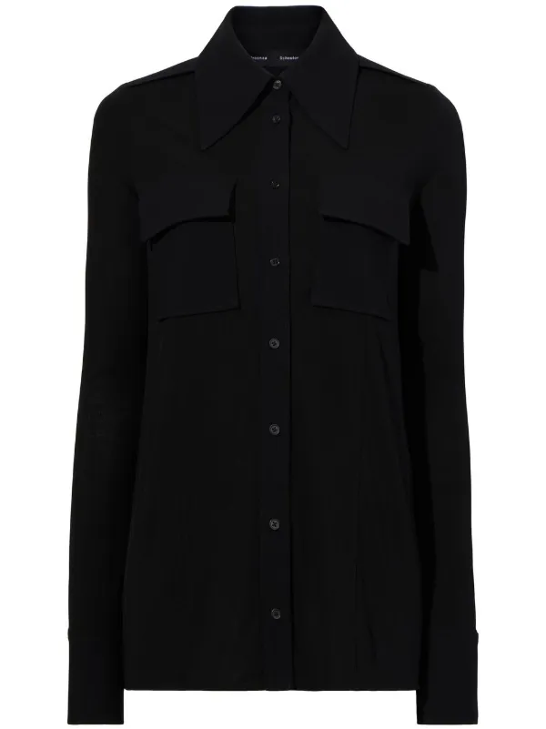 Proenza Schouler Pointed-collar Button-up Shirt in Black
