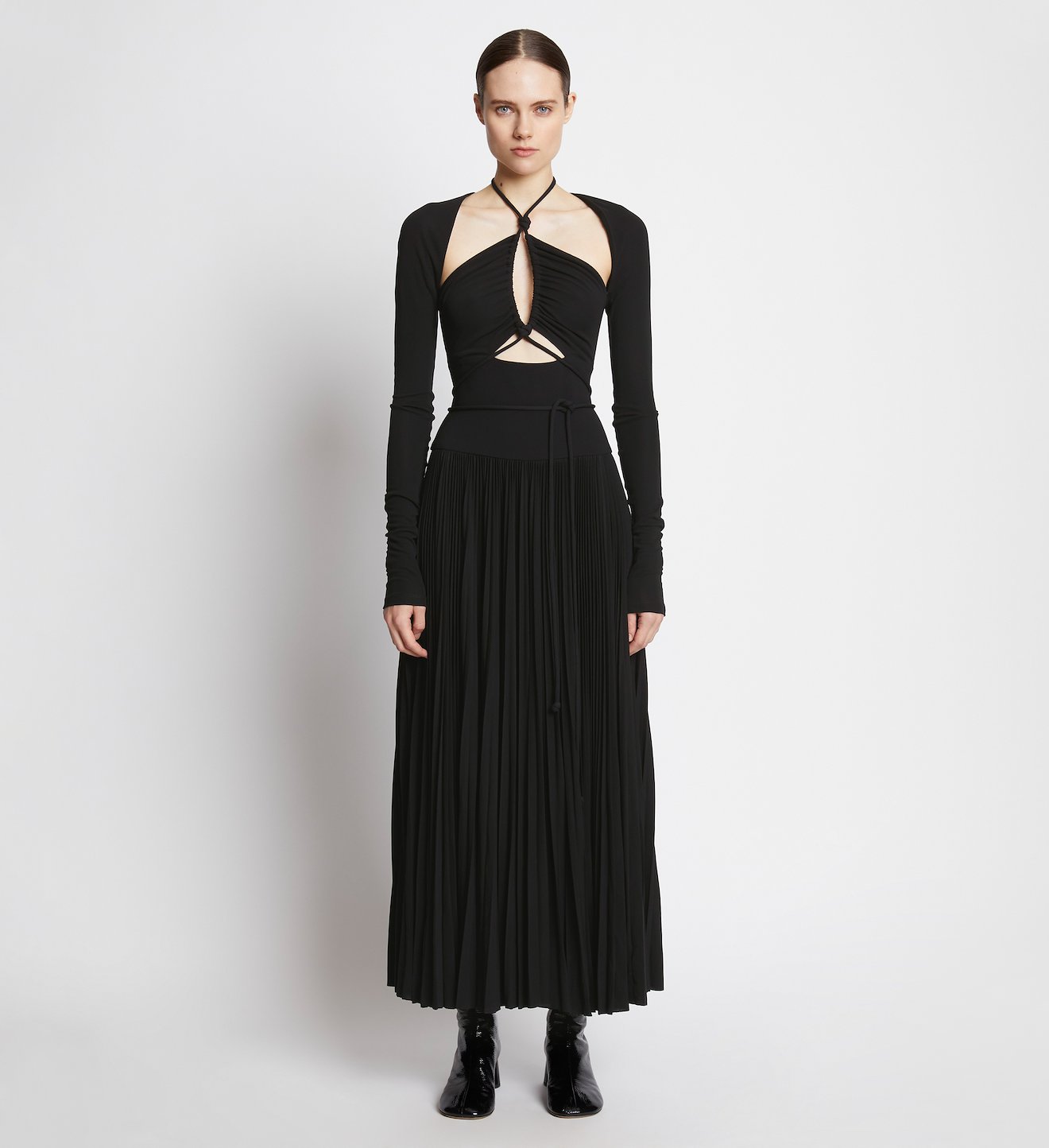 Pleated Matte Jersey Halter Dress