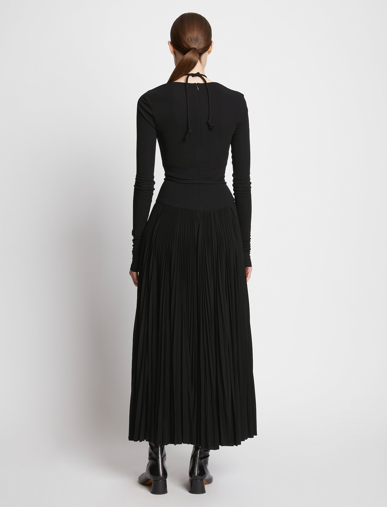 Pleated Matte Jersey Halter Dress in black | Proenza Schouler