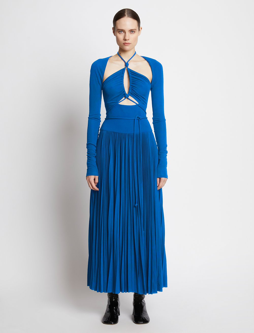 Pleated Matte Jersey Halter Dress
