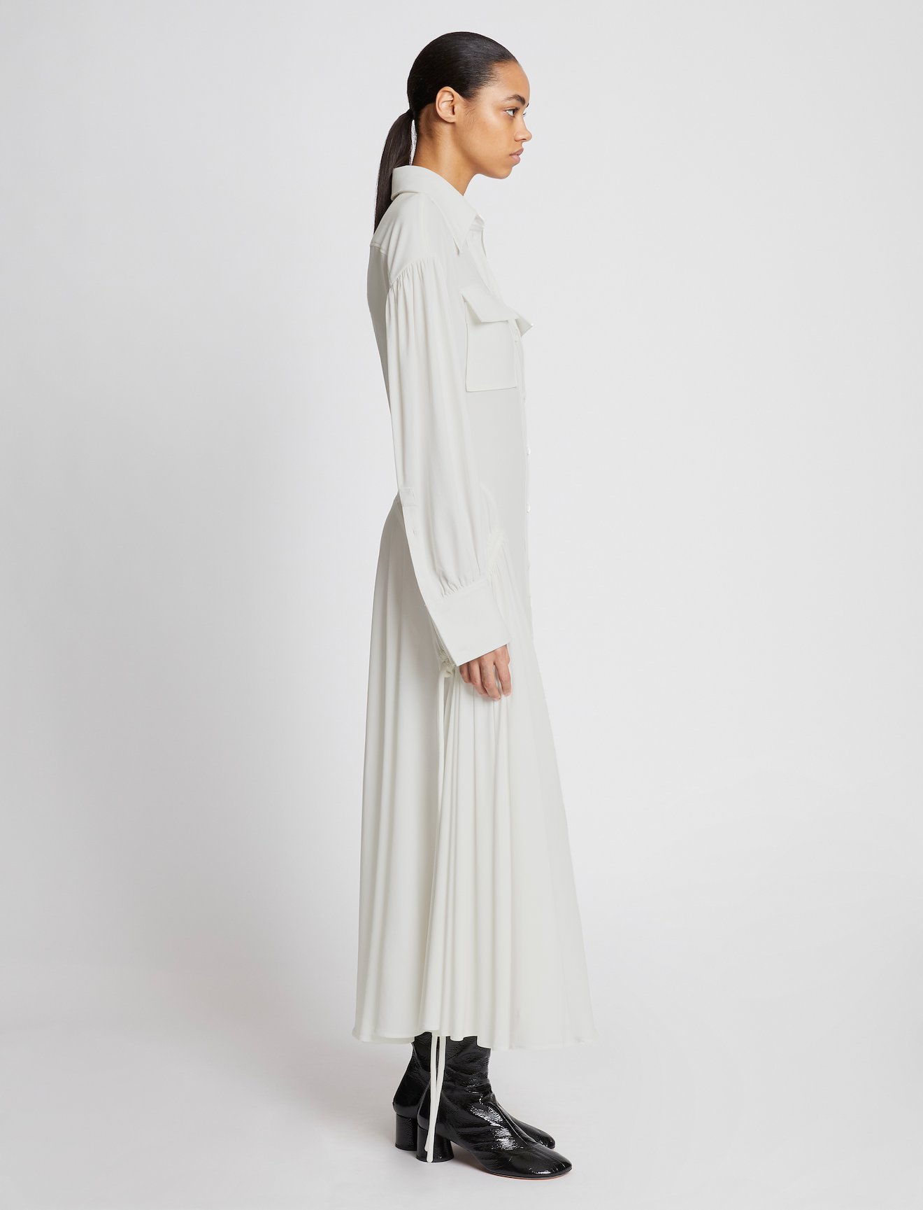 Pleated Matte Jersey Shirt Dress #1