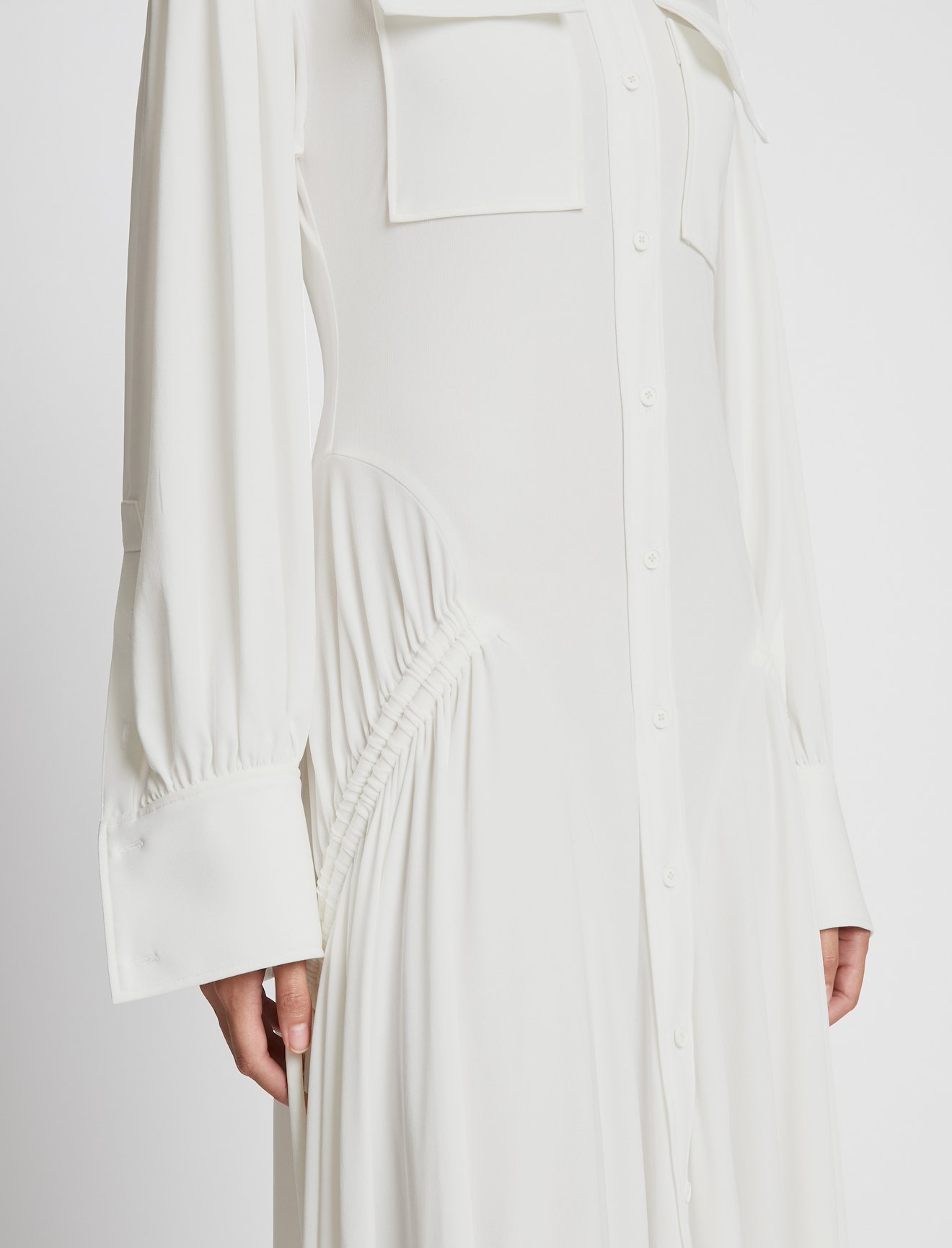 Pleated Matte Jersey Shirt Dress #3