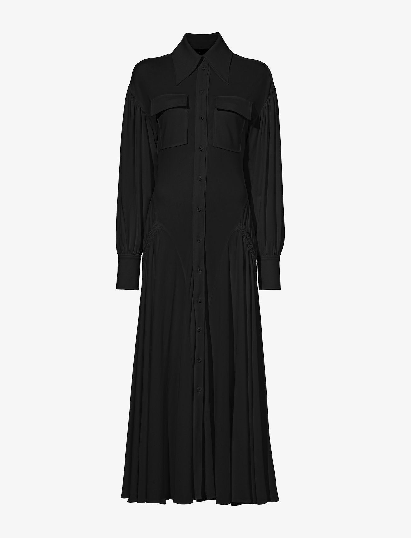 Pleated Matte Jersey Shirt Dress #4