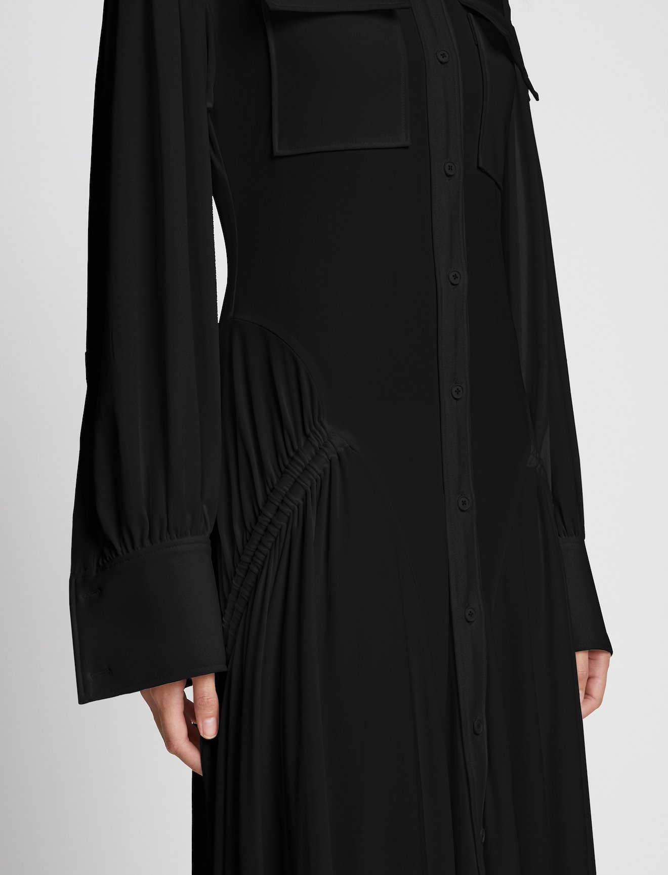 Pleated Matte Jersey Shirt Dress #3