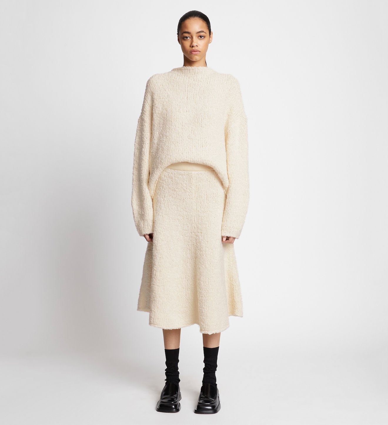 Frayed Cotton Knit Skirt