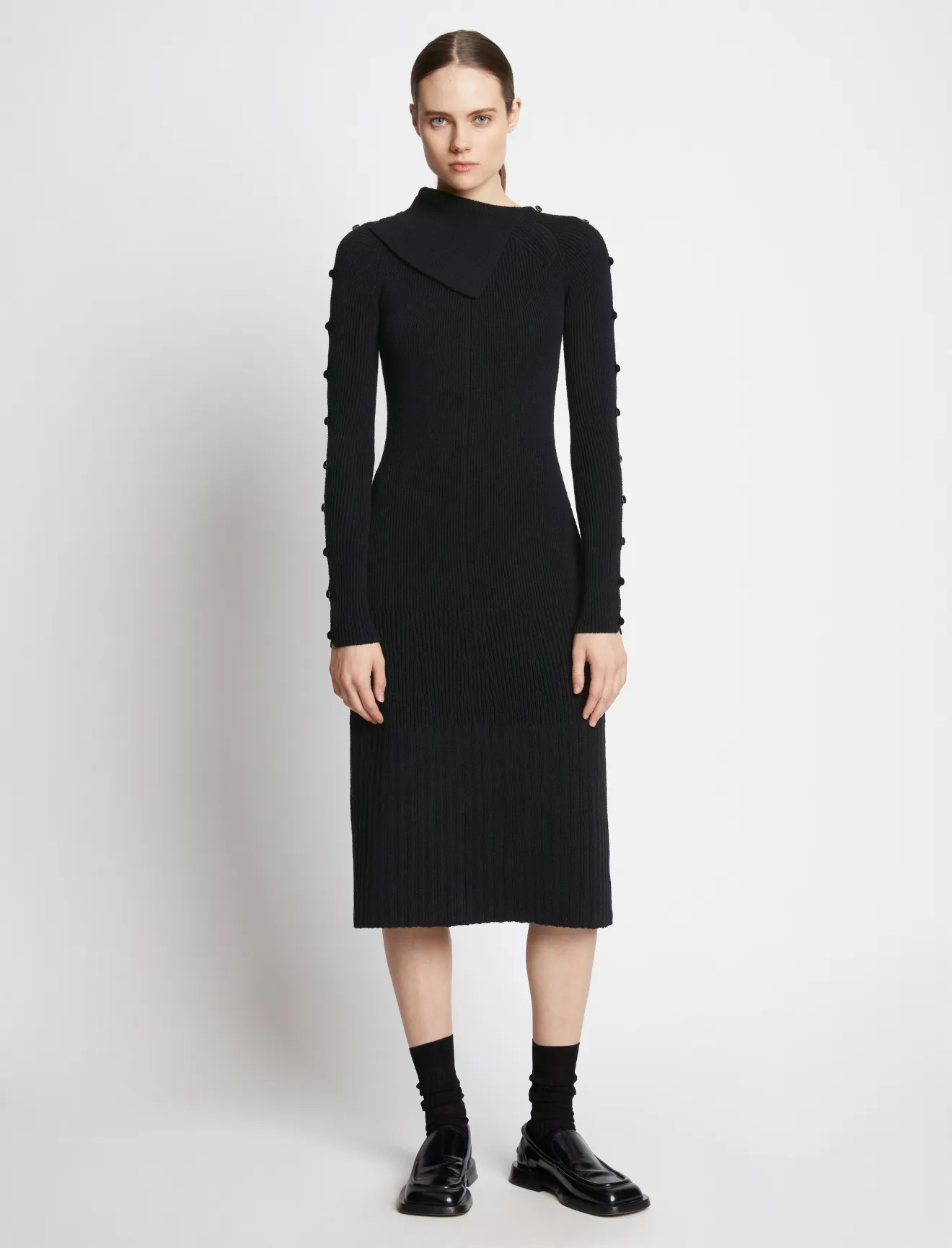 Cotton Rib Knit Dress in black | Proenza Schouler