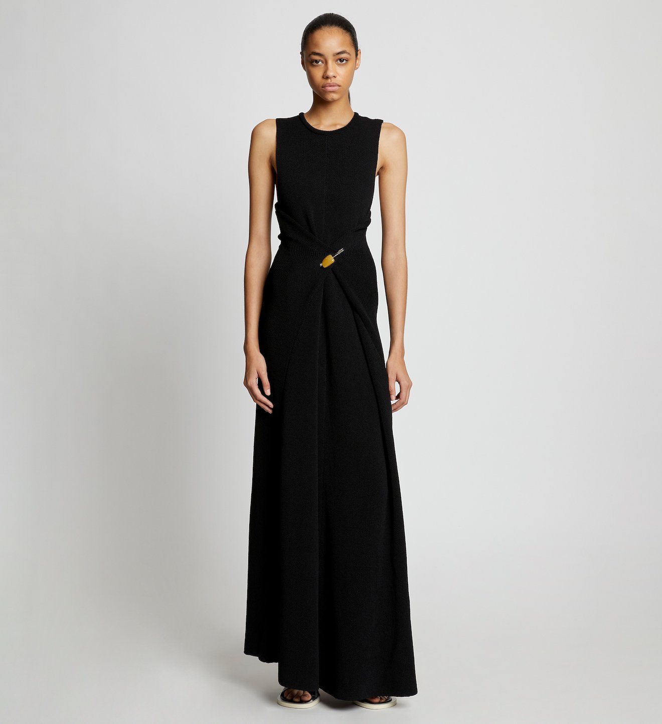 Twist Back Viscose Crepe Knit Dress