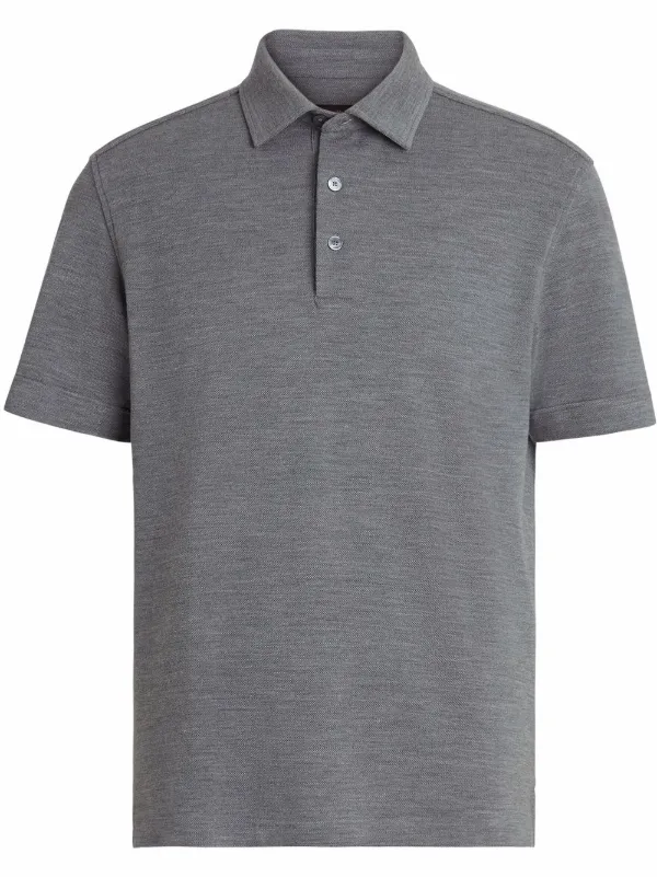 dark gray polo shirt