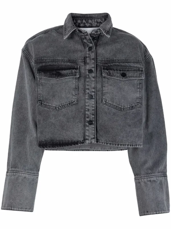 Shop REMAIN acid-wash denim jacket with 