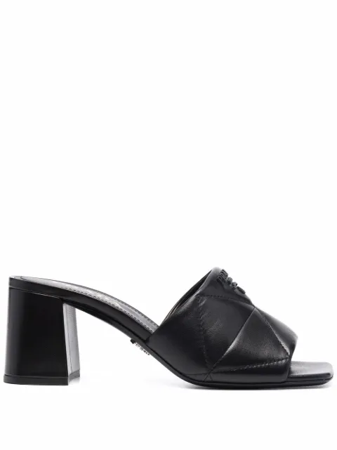 Prada 65mm logo-detail quilted leather mules