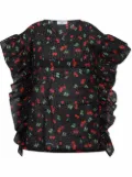 Monnalisa cherries-print sleeveless blouse - Black