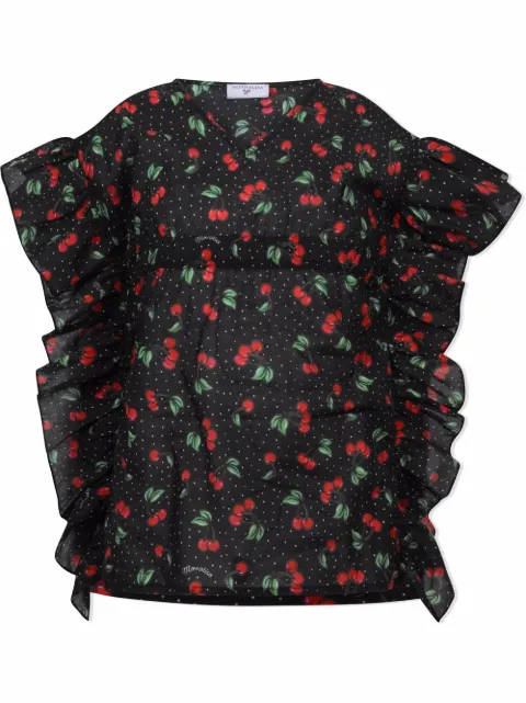 Monnalisa cherries-print sleeveless blouse
