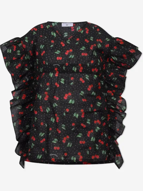 Monnalisa cherries-print sleeveless blouse