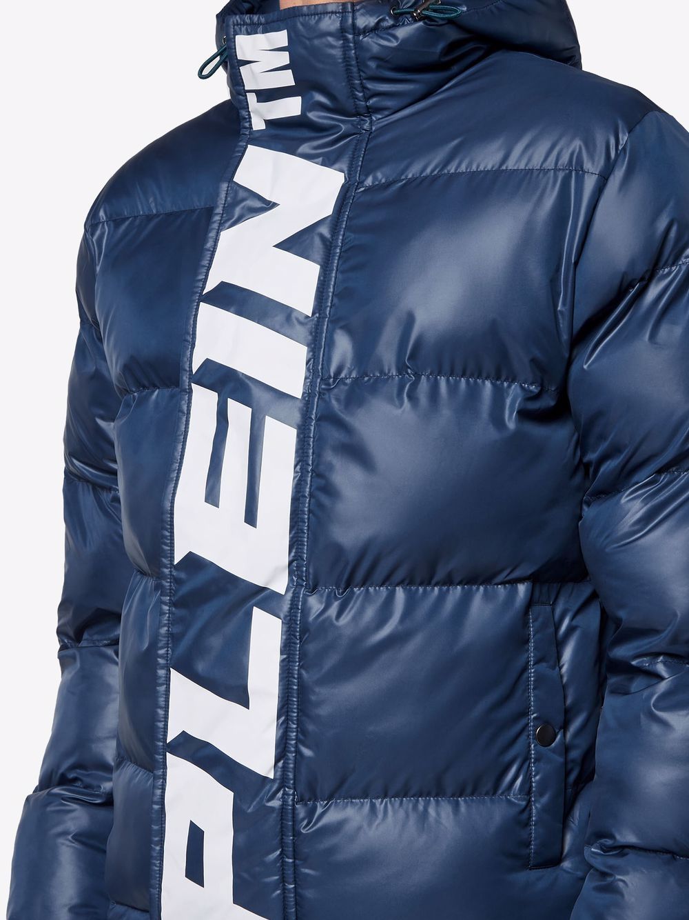 Shop Philipp Plein Padded Long-sleeve Logo Jacket In Blue