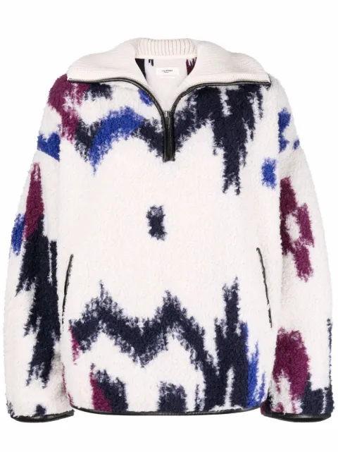 MARANT ÉTOILE abstract-pattern zip-fastening fleece