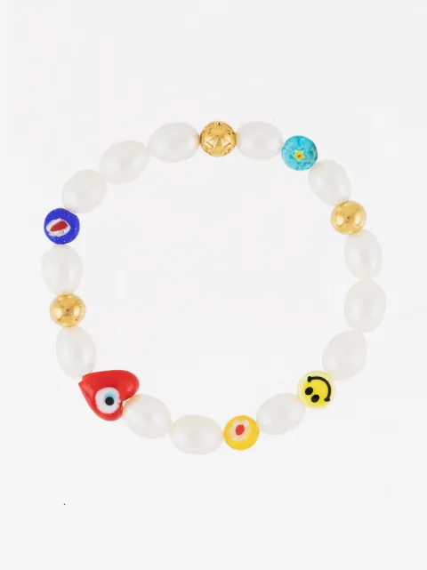Nialaya Jewelry pearl glass-pendant bracelet