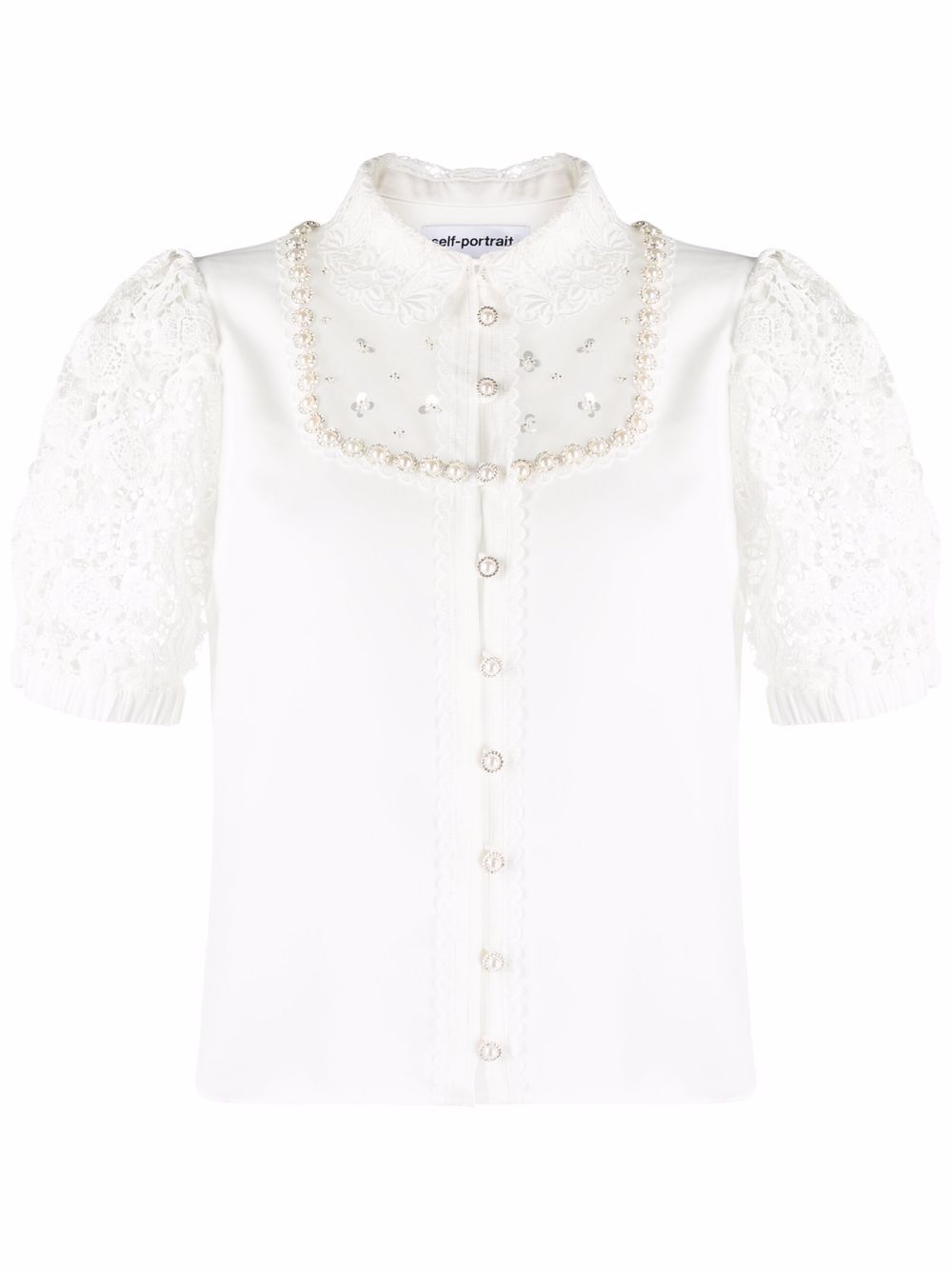 Self-Portrait puff-sleeve sequin-embellished Blouse - Farfetch