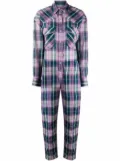 MARANT ÉTOILE check-print button-up jumpsuit - Green