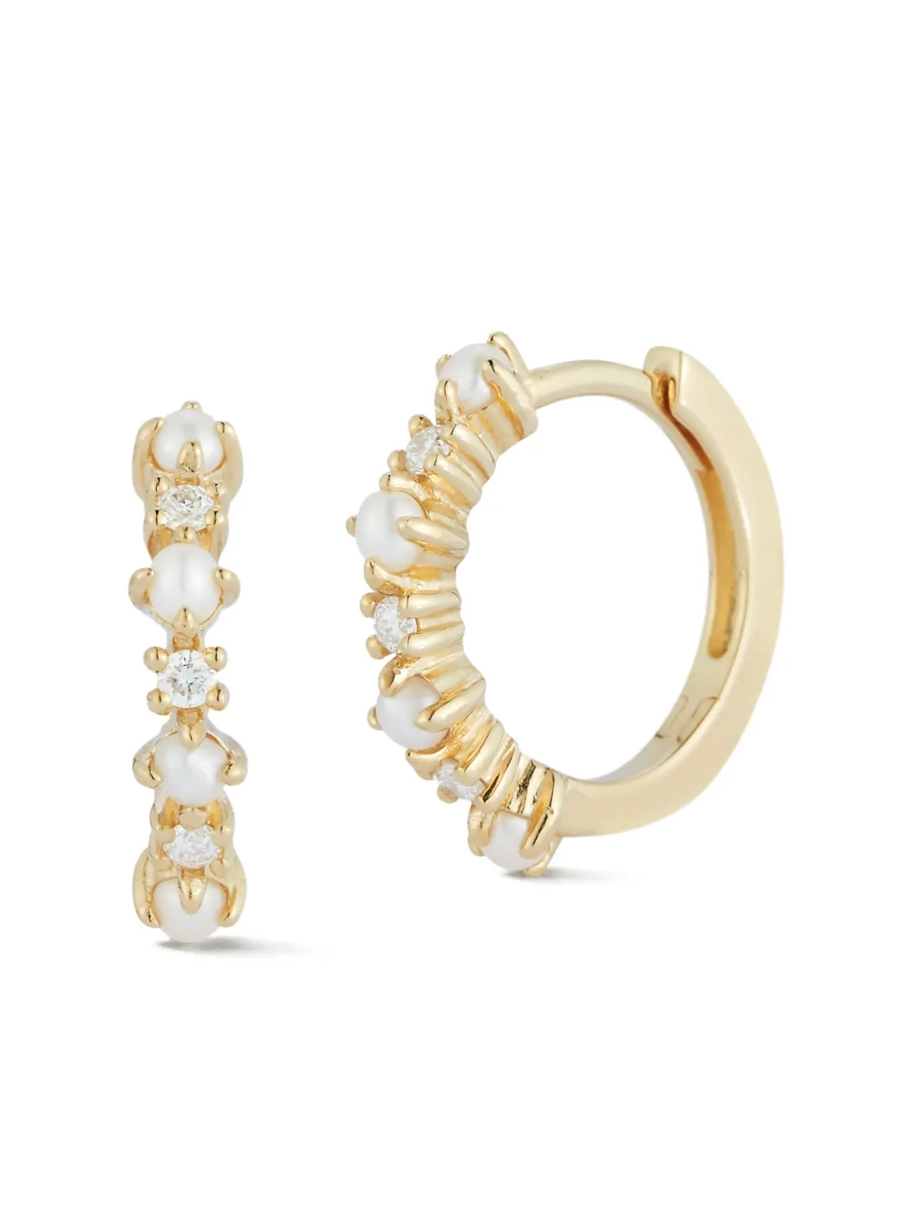 Mateo 14kt Yellow Gold The Little Things Pearl Diamond Hoop Earrings