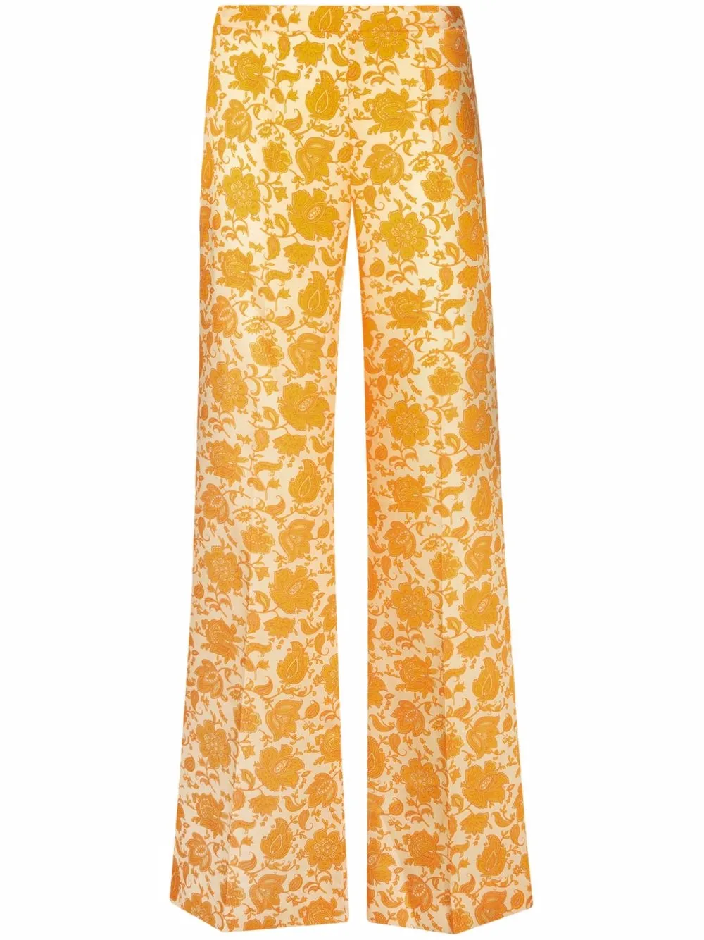 

SANDRO pantalones acampanados con motivo floral en jacquard - Naranja