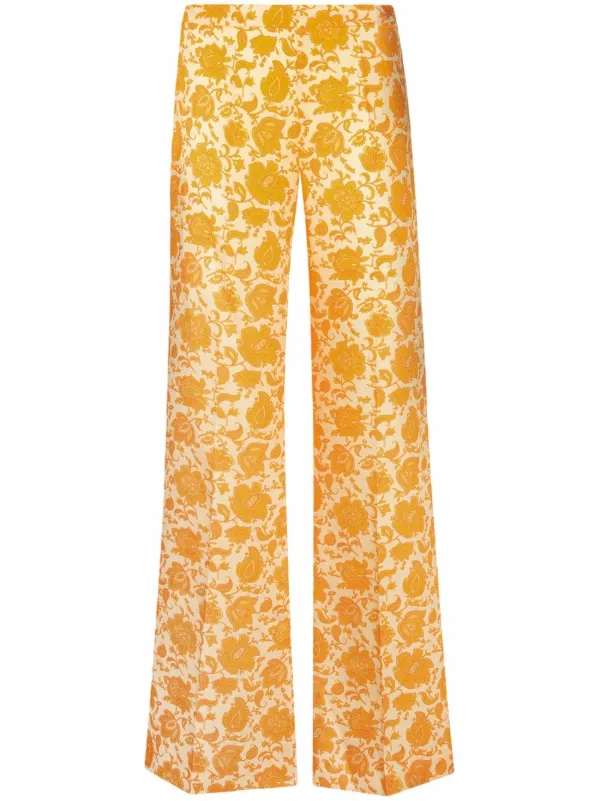 SANDRO floral-jacquard Flared Trousers 