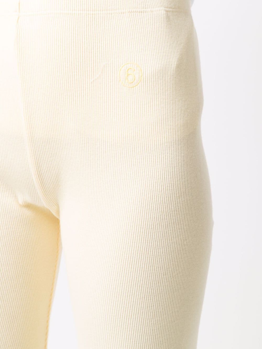 Shop Mm6 Maison Margiela Embroidered Logo Shorts In Yellow