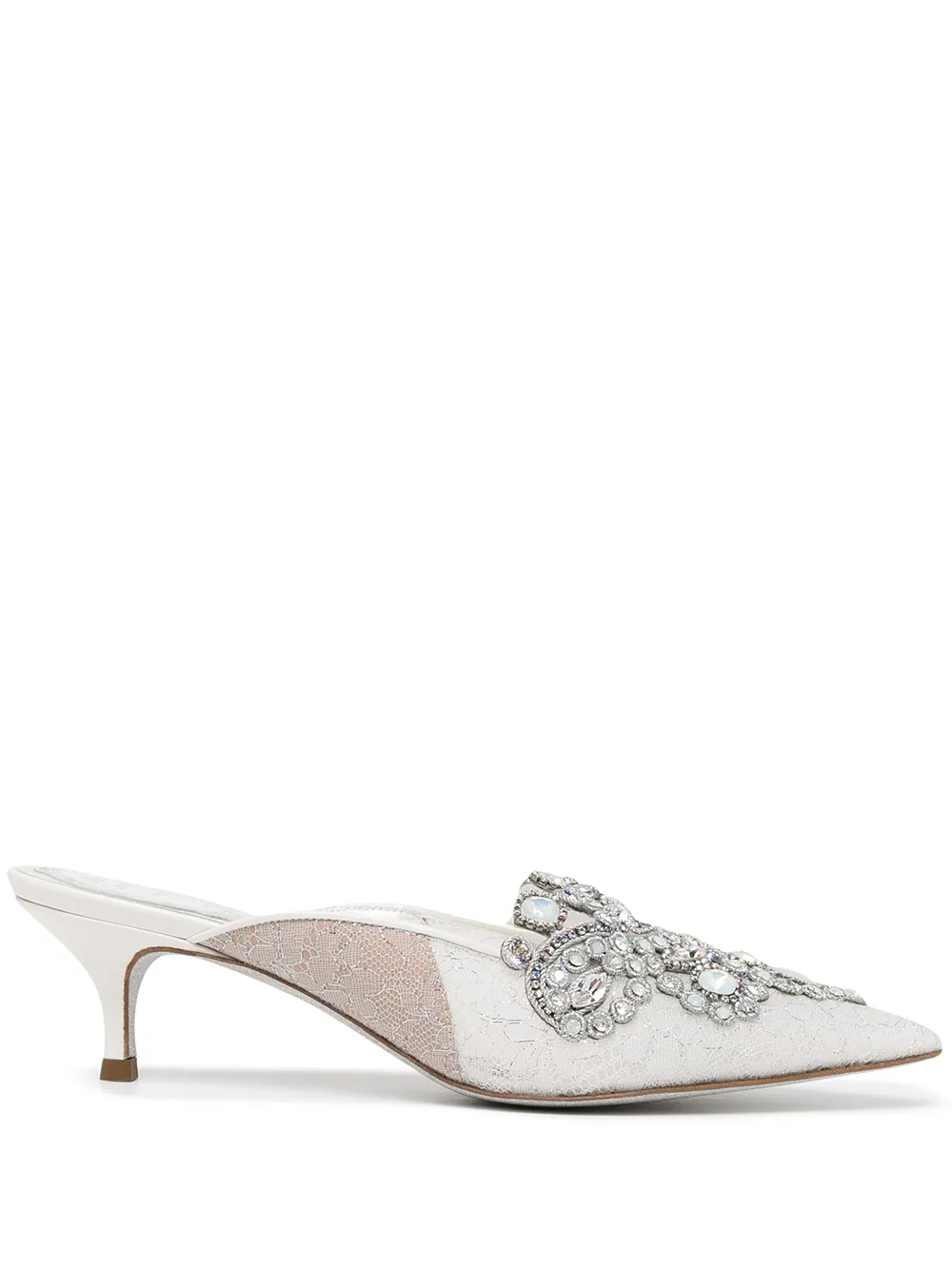 

René Caovilla Veneziana 50mm embellished lace sandals - White