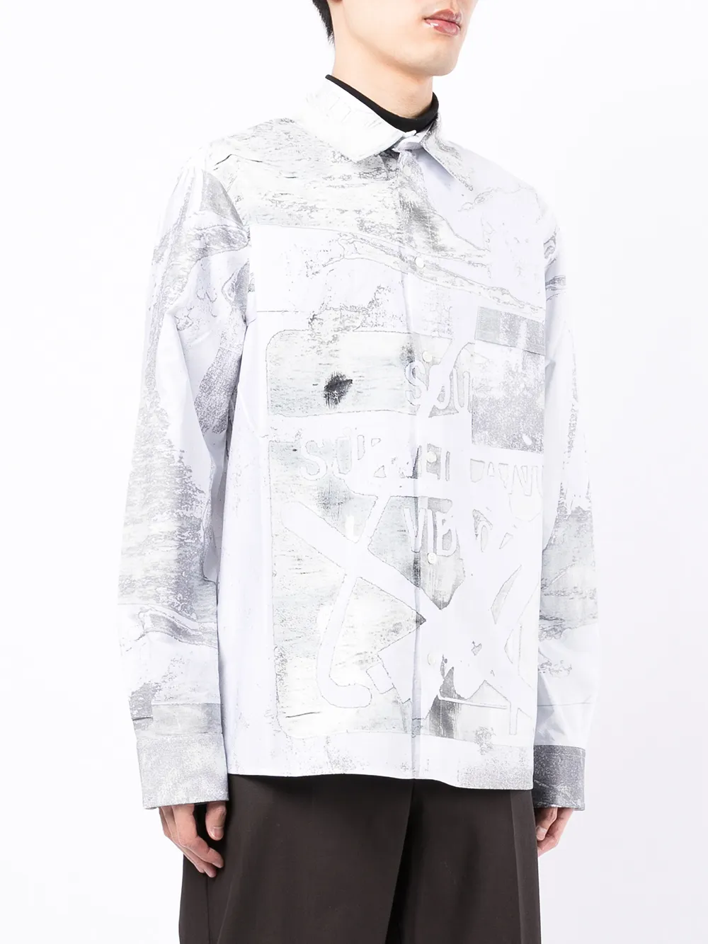  Off White Oversized Hemd Mit Print   Weiß 
