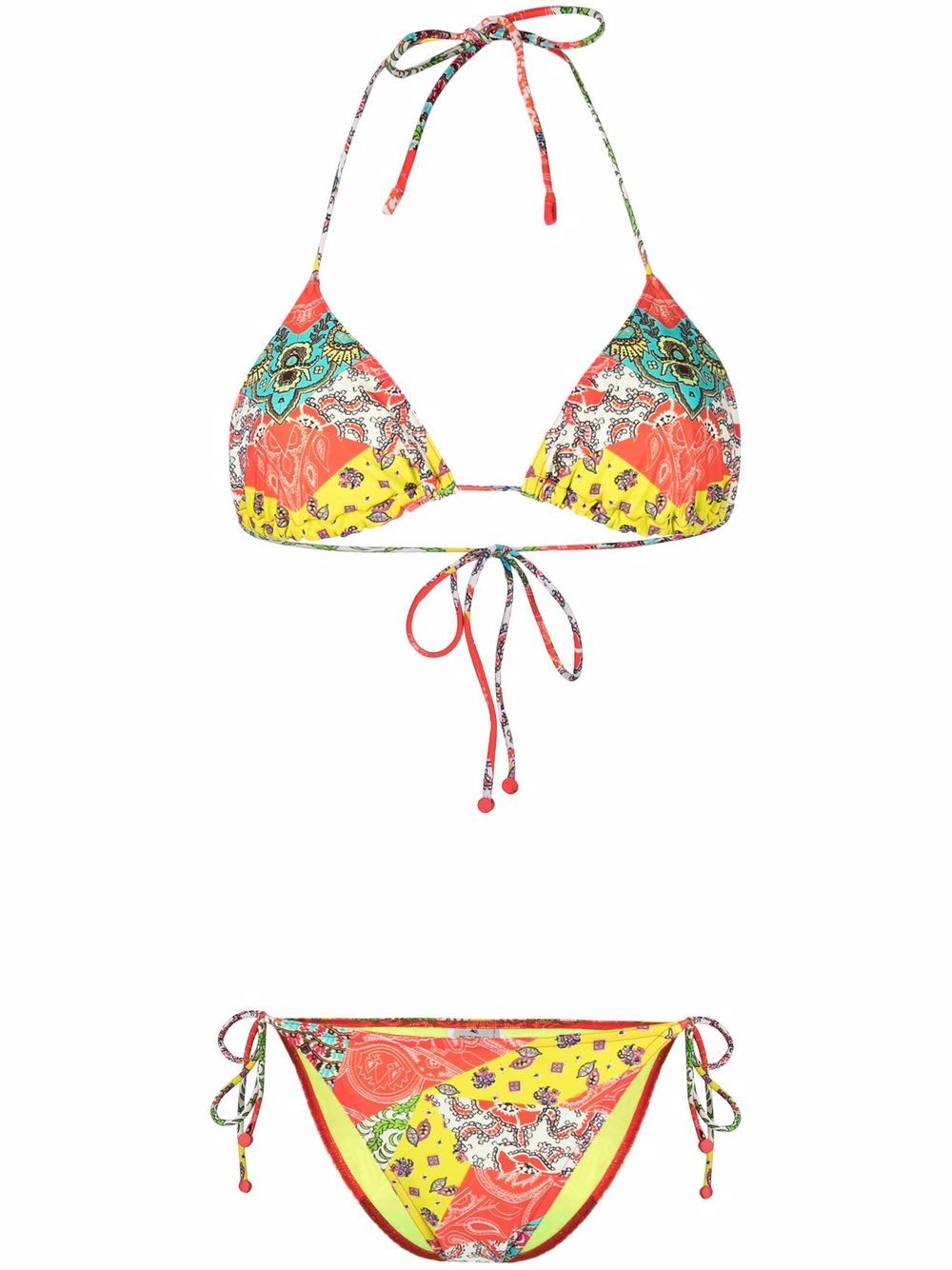 

ETRO bikini triangular con motivo de cachemira - Rojo