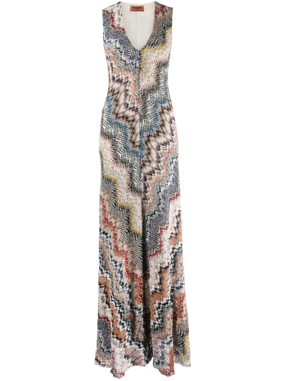 plunge-neck abstract-print maxi dress