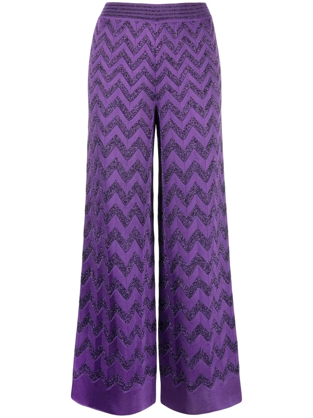 

Missoni pantalones anchos tejidos en zigzag - Morado