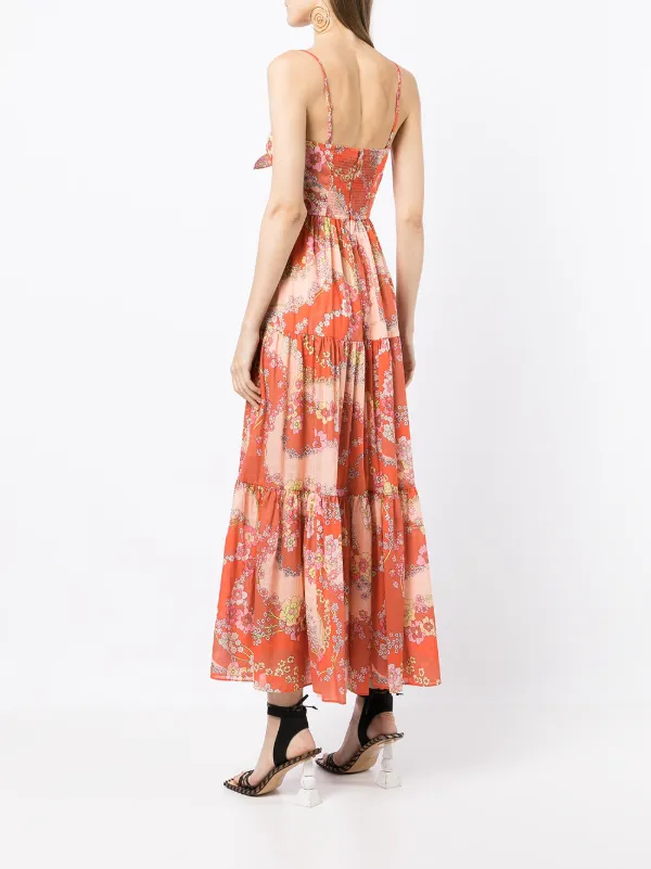 Red floral best sale tie front dress