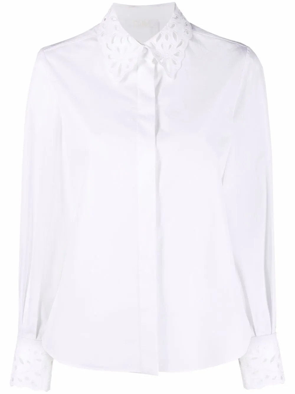 

Chloé camisa con cuello de pico y botones - Blanco