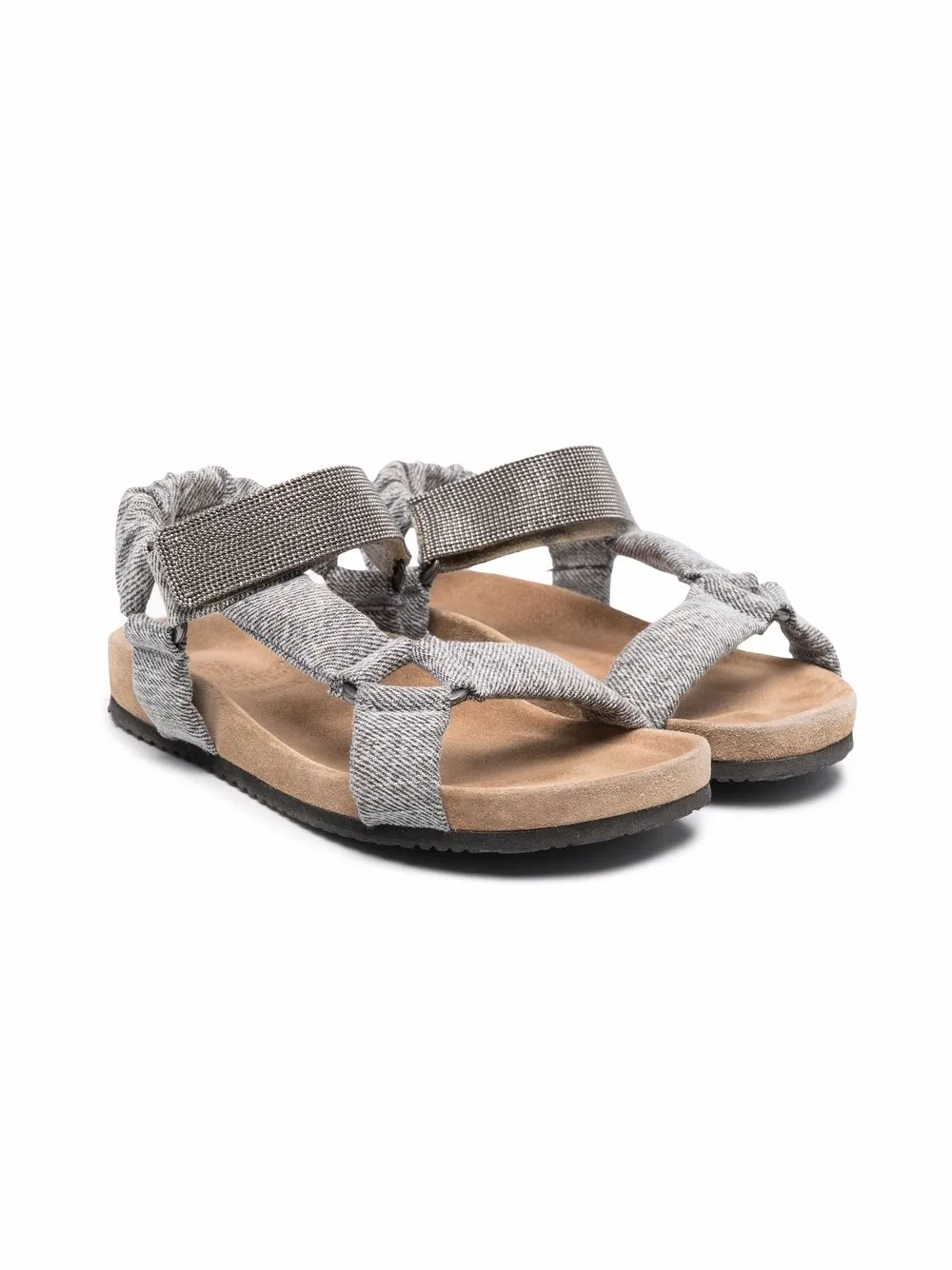 

Brunello Cucinelli Kids textured crystal-embellished sandals - Grey