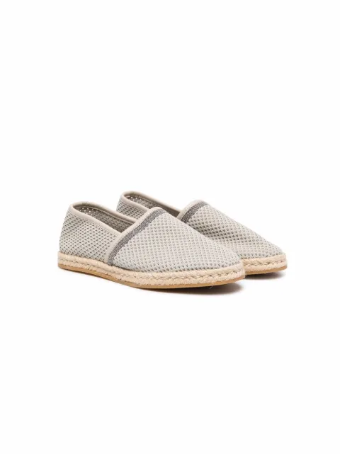 Brunello Cucinelli Kids حذاء قماش شبك مزين