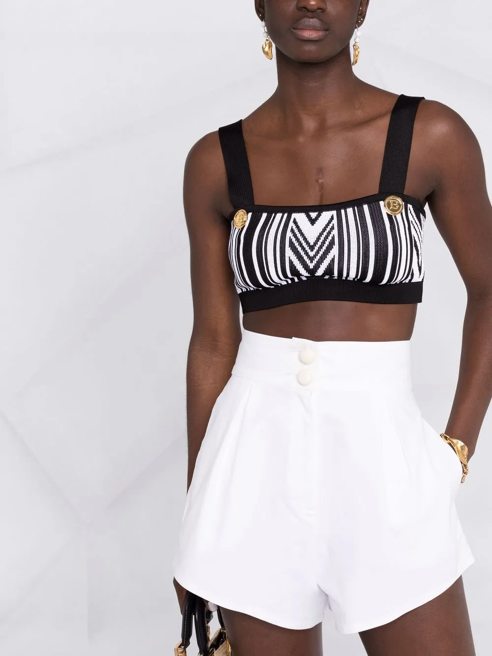 фото Balmain укороченный топ в полоску