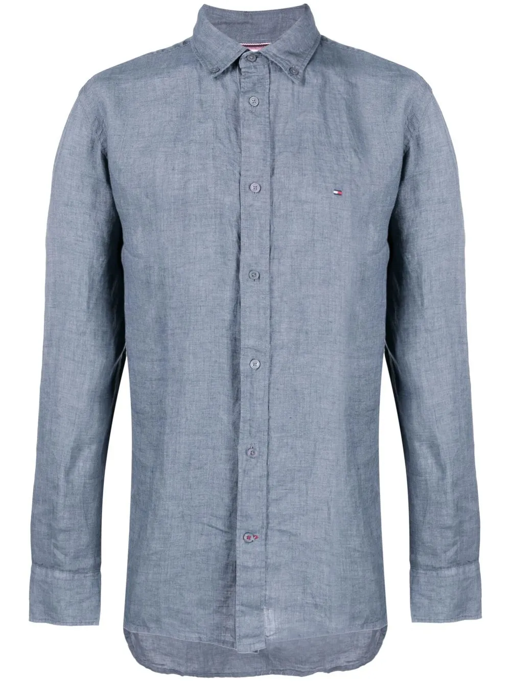 

Tommy Hilfiger embroidered-logo linen shirt - Blue