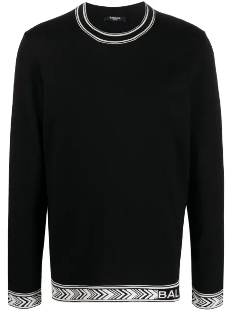 Balmain suéter con ribete del logo
