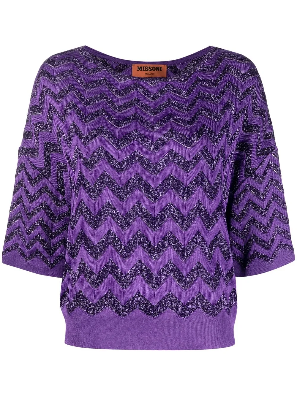 

Missoni zig-zag print boat-neck top - Purple