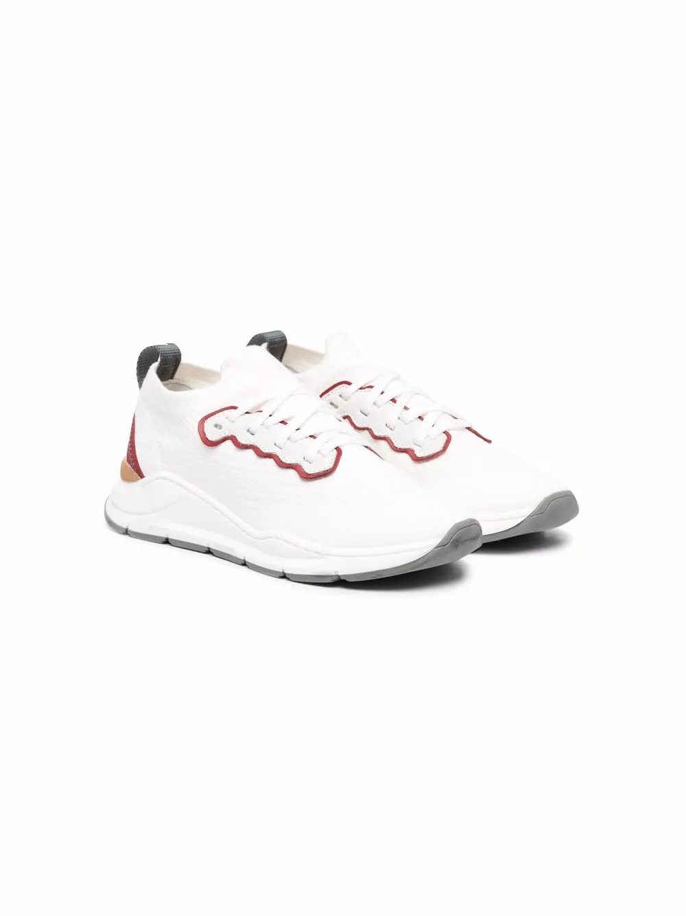 

Brunello Cucinelli Kids tenis running con agujetas - Blanco