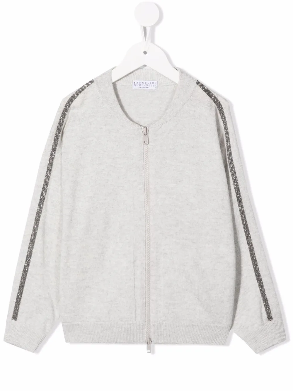 

Brunello Cucinelli Kids cárdigan con rayas laterales - Gris