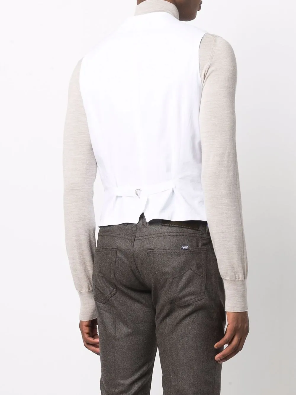 Shop Tagliatore Corduroy Single-breasted Waistcoat In White