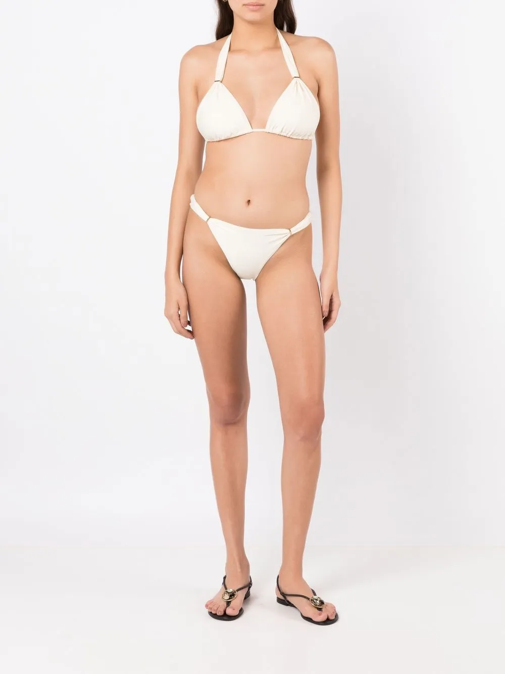 Lenny Niemeyer Gold-hardware Bikini Bottoms In Neutral