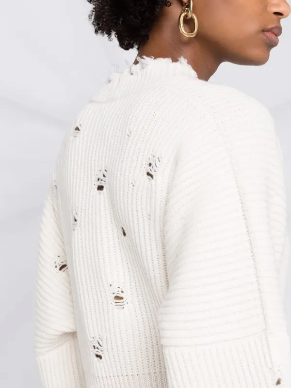 ETRO frayed-edge Ribbed Knit Cardigan 