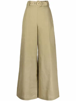 Shop ZIMMERMANN wide-leg linen trousers 