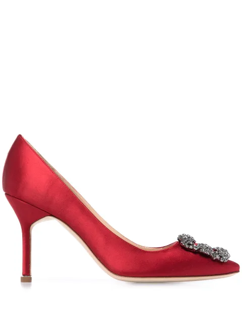 Manolo Blahnik Hangisi 70 crystal-buckled pumps